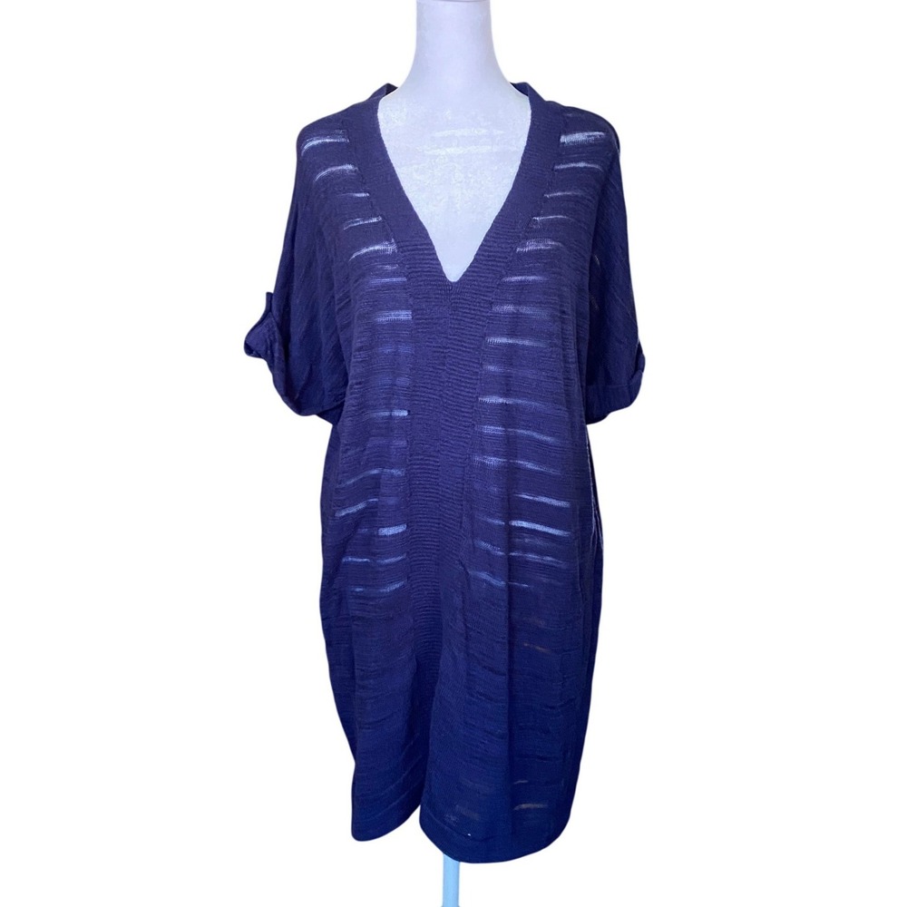 Tommy Bahama Burnout Striped Blue Tunic Coverup Swim Beach Resortwear Summer